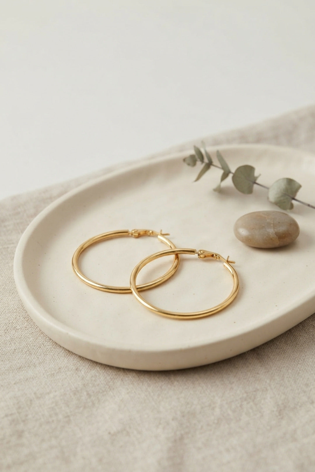 EBJ 316L Çelik Gold Renk 36 mm Halka Küpe - Bartlett