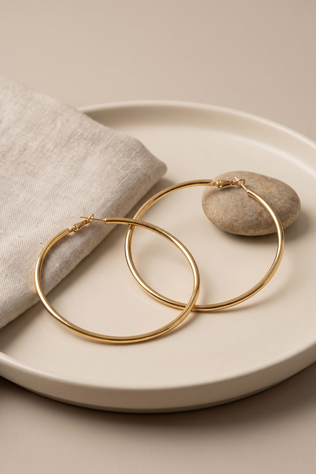 EBJ 316L Çelik Gold Renk 66 mm Halka Küpe - Abilene