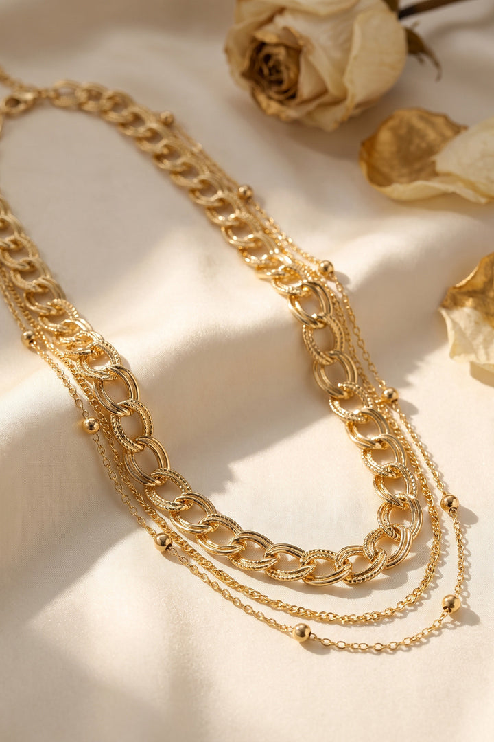EBJ Gold Renk Pirinç Zincir Model Kombin Kadın Kolye - Bromley