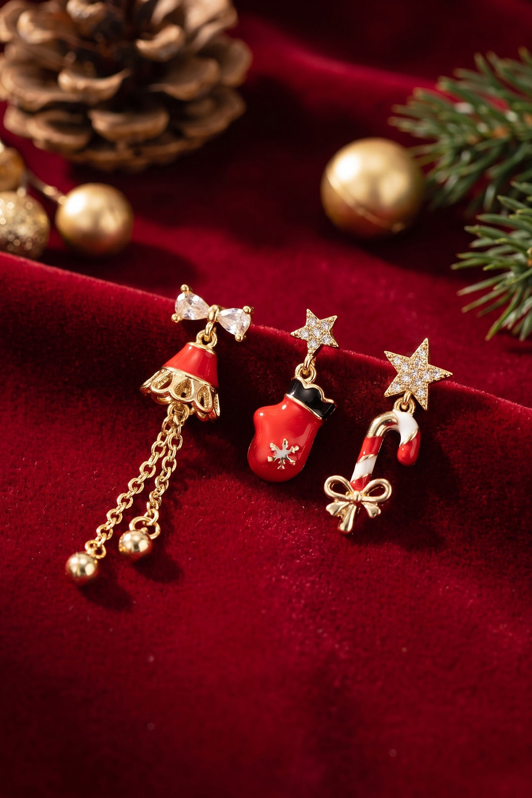 EBJ Christmas Koleksiyonu Zirkon Taşlı Yılbaşı Küpe - Campi Bisenzio