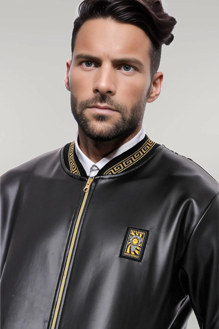 WSS Black Leather Touch Seasonal Coat  - Singen