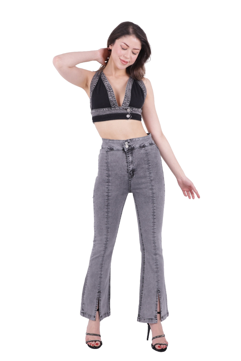XLJ Flared Leg Jean with Slit on Hem Mixed - Sanlúcar de Barrameda