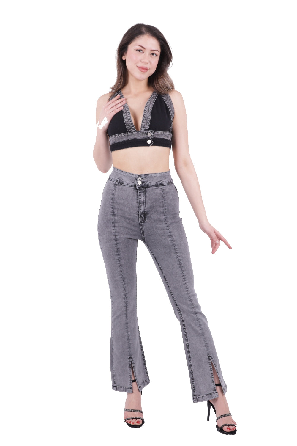 XLJ Flared Leg Jean with Slit on Hem Mixed - Sanlúcar de Barrameda