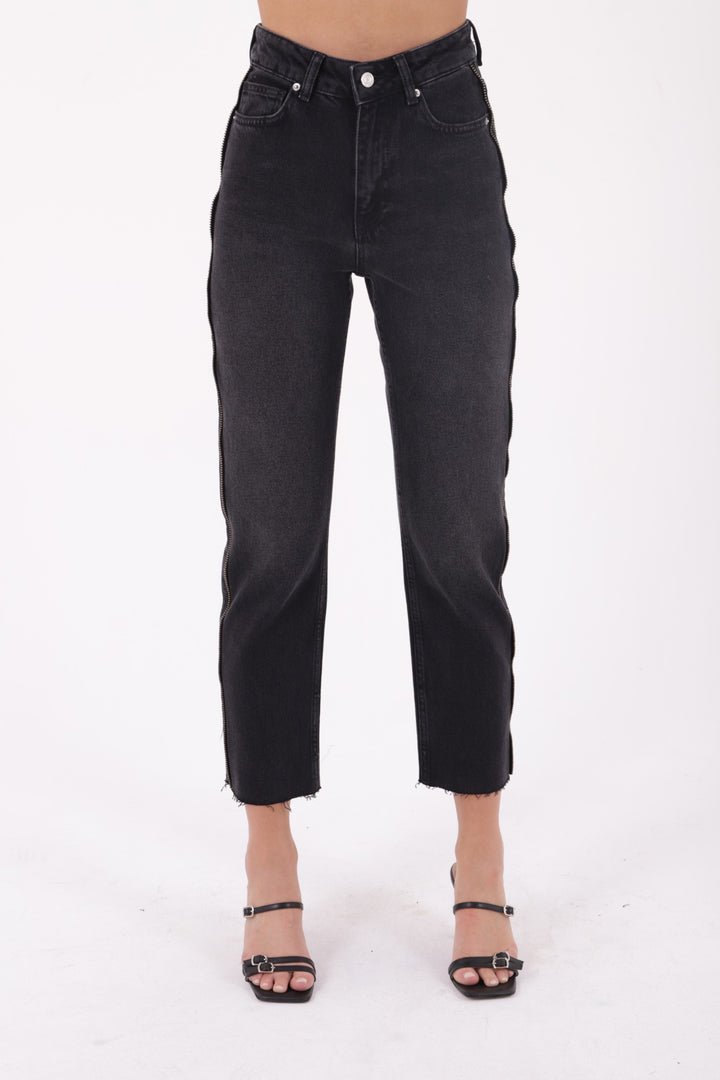 XLJ Mom Jean Side and Back Pockets with Stripe Zipper Mixed - Suceava