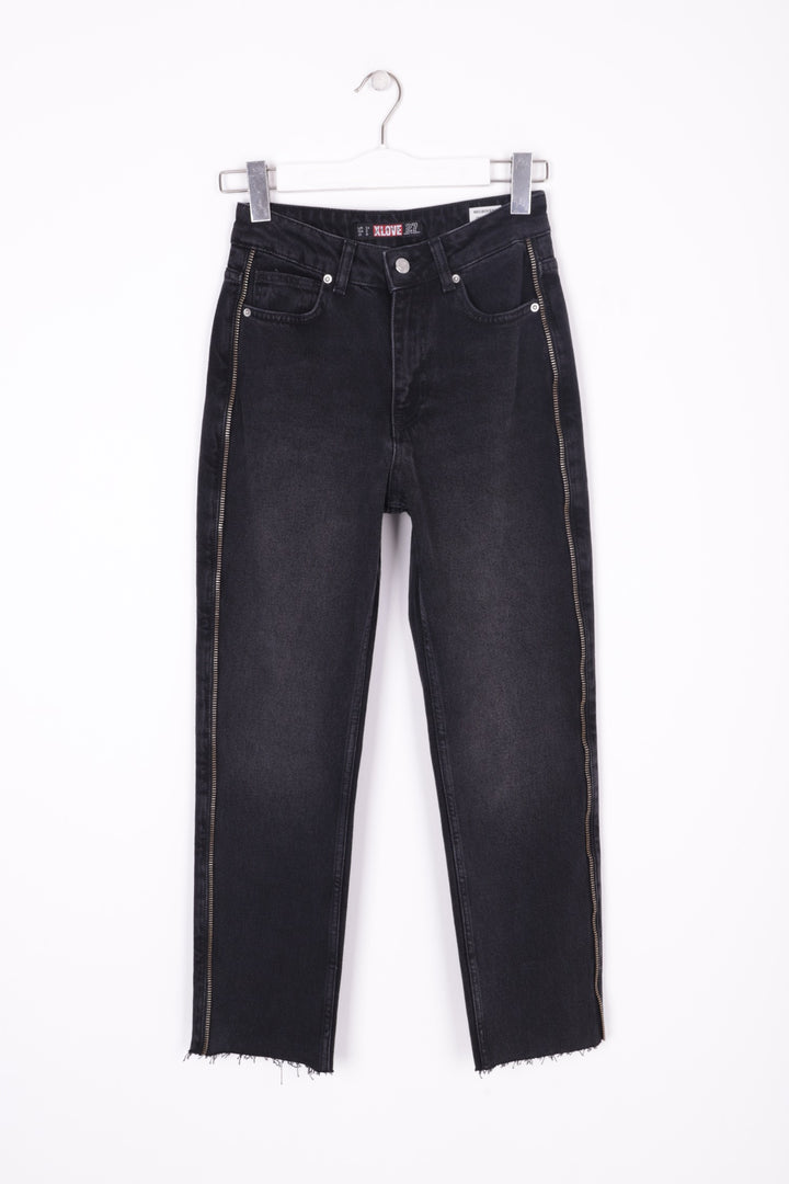 XLJ Mom Jean Side and Back Pockets with Stripe Zipper Mixed - Suceava