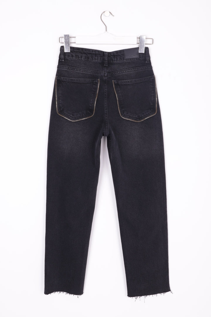 XLJ Mom Jean Side and Back Pockets with Stripe Zipper Mixed - Suceava