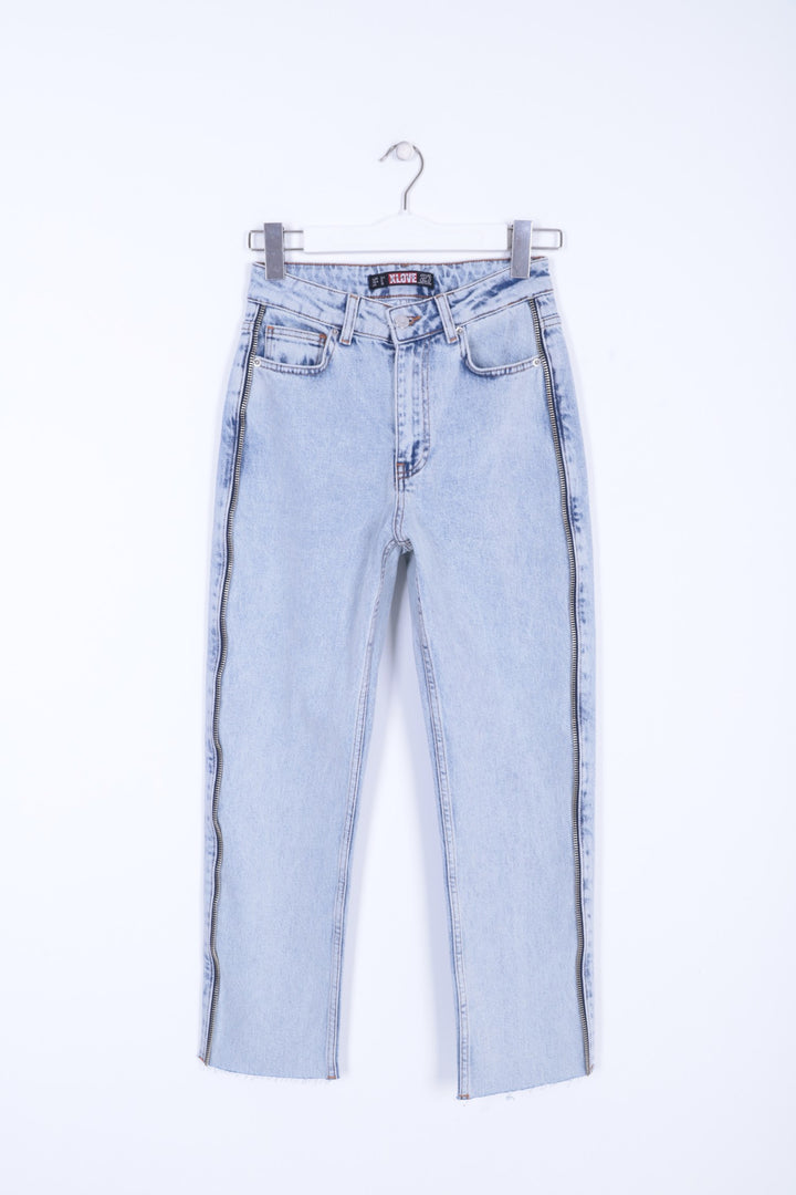 XLJ Mom Jean Side and Back Pockets with Stripe Zipper Mixed - Leiria