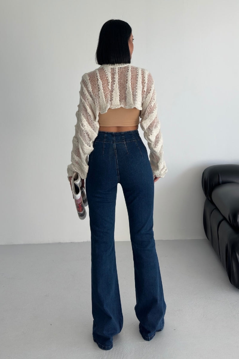 XLJ Flared Jeans with Darts on Front Waist - La Porte