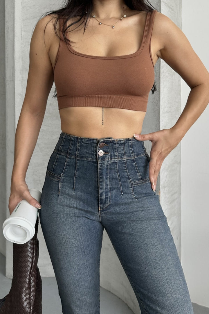 XLJ Flared Jeans with Darts on Front Waist - Terracina