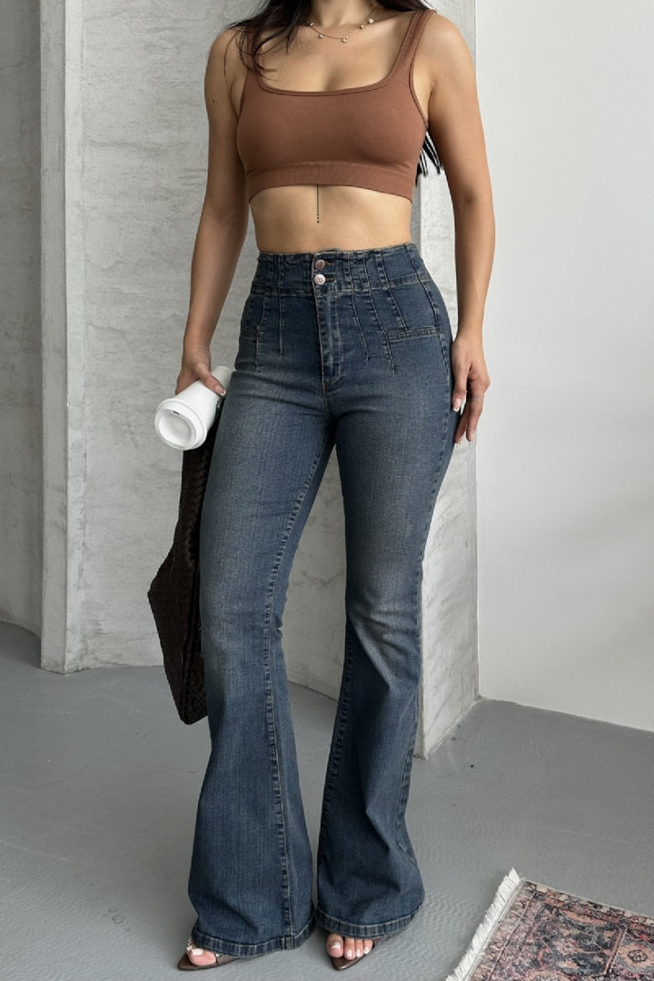 XLJ Flared Jeans with Darts on Front Waist - Terracina