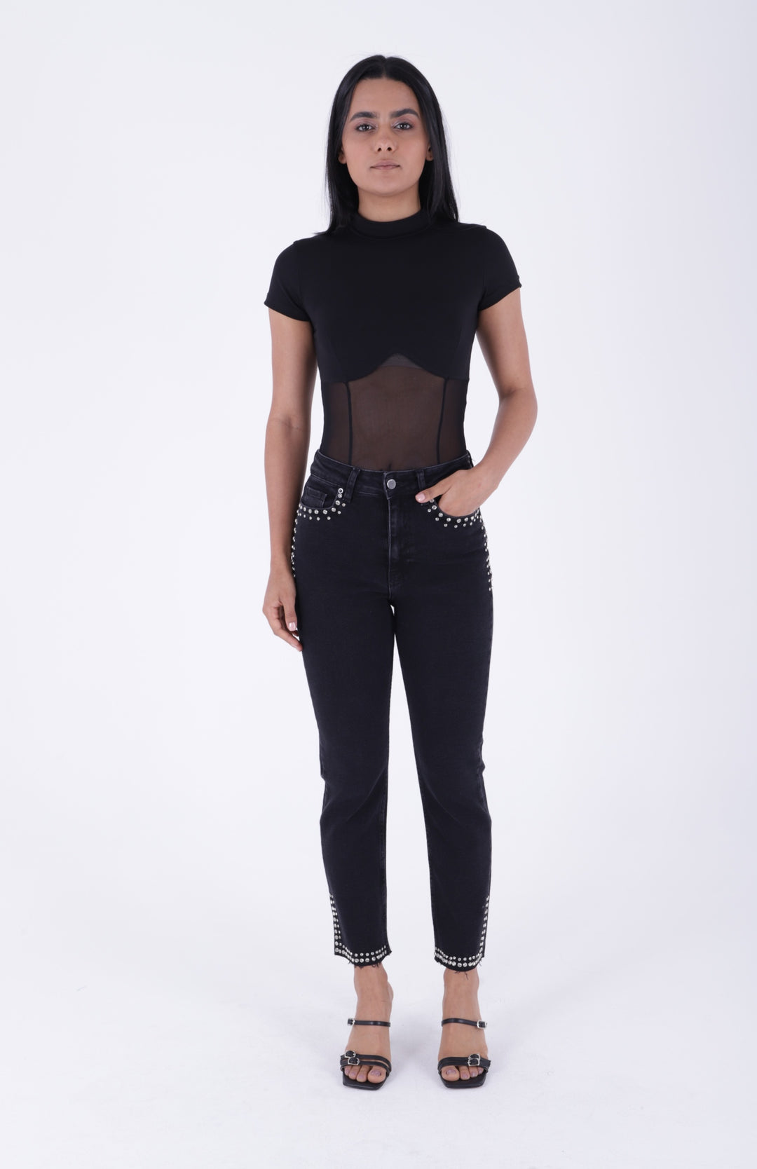 XLJ Mom Jean with Decorative Parts on Pockets and Hems  - Thessaloníki