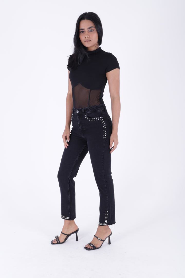 XLJ Mom Jean with Decorative Parts on Pockets and Hems  - Thessaloníki