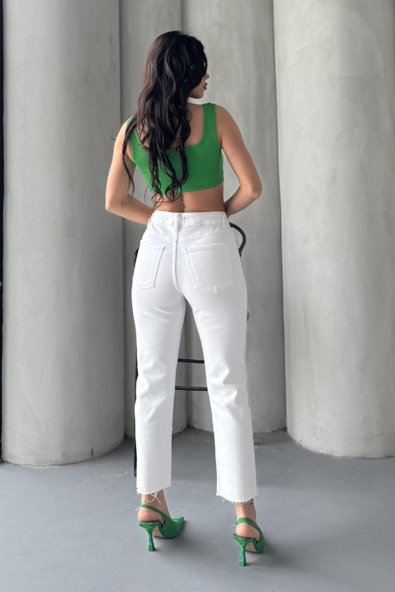 XLJ Mom Jean with Decorative Parts on Pockets and Hems  - Frankenthal