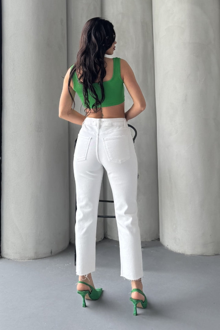 XLJ Mom Jean with Decorative Parts on Pockets and Hems  - Frankenthal