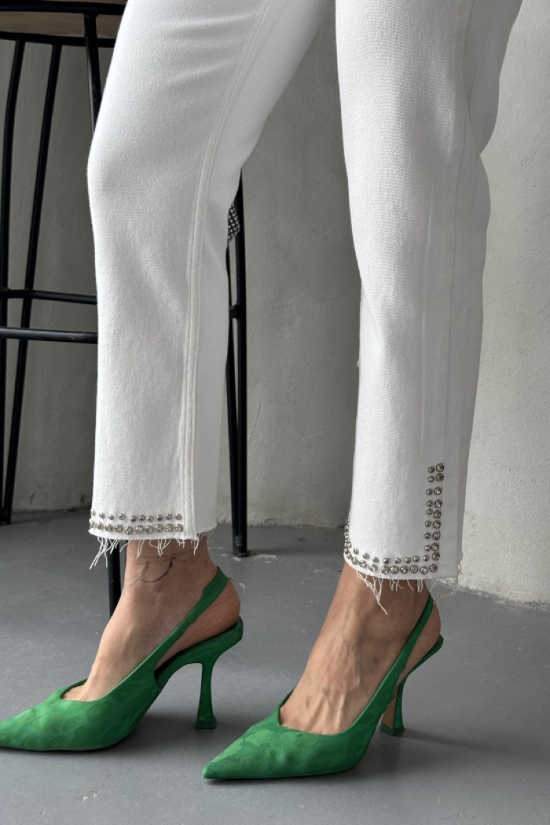 XLJ Mom Jean with Decorative Parts on Pockets and Hems  - Frankenthal