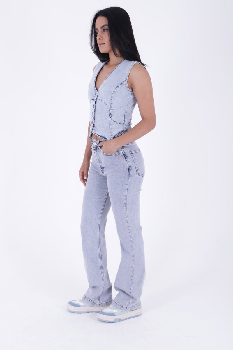 XLJ Stitched Hems Wide Leg Relaxed Jean Mixed - Liverpool