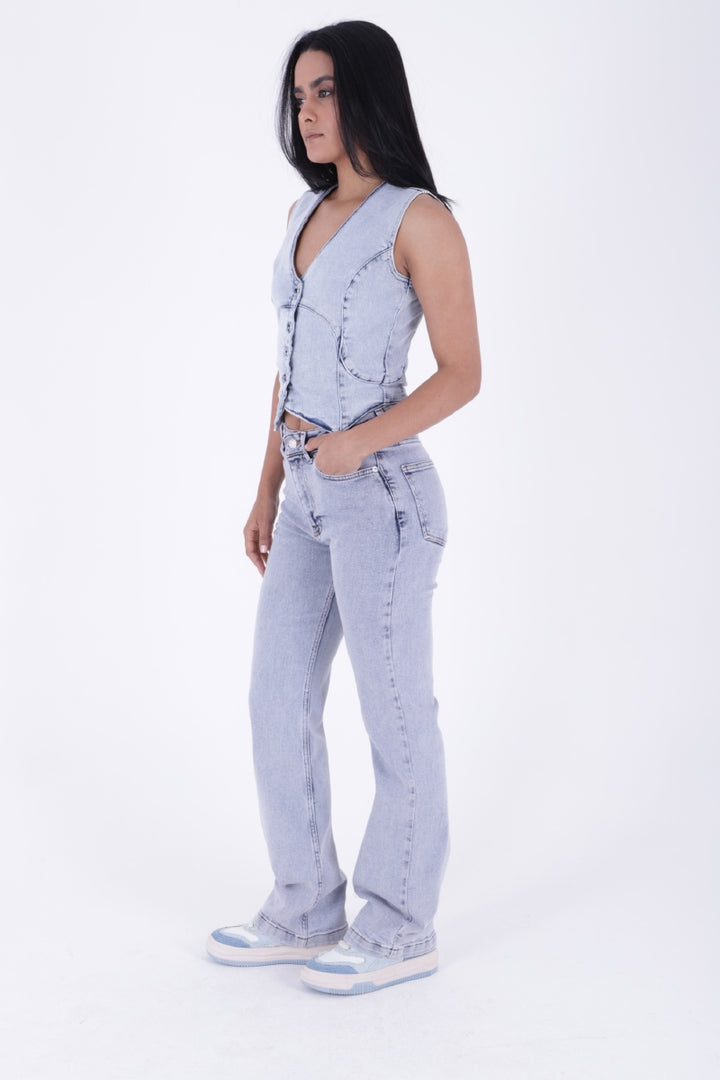 XLJ Stitched Hems Wide Leg Relaxed Jean Mixed - Liverpool