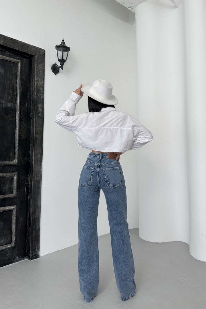 XLJ Stove Pipe Leg High Waist Jeans - Weston