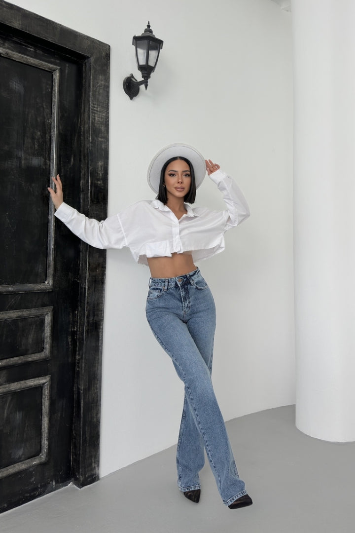 XLJ Stove Pipe Leg High Waist Jeans - Weston