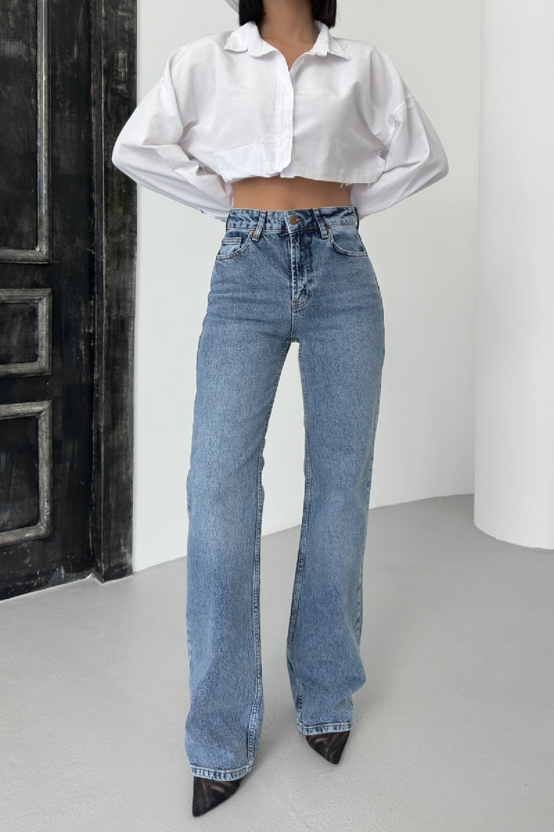 XLJ Stove Pipe Leg High Waist Jeans - Weston