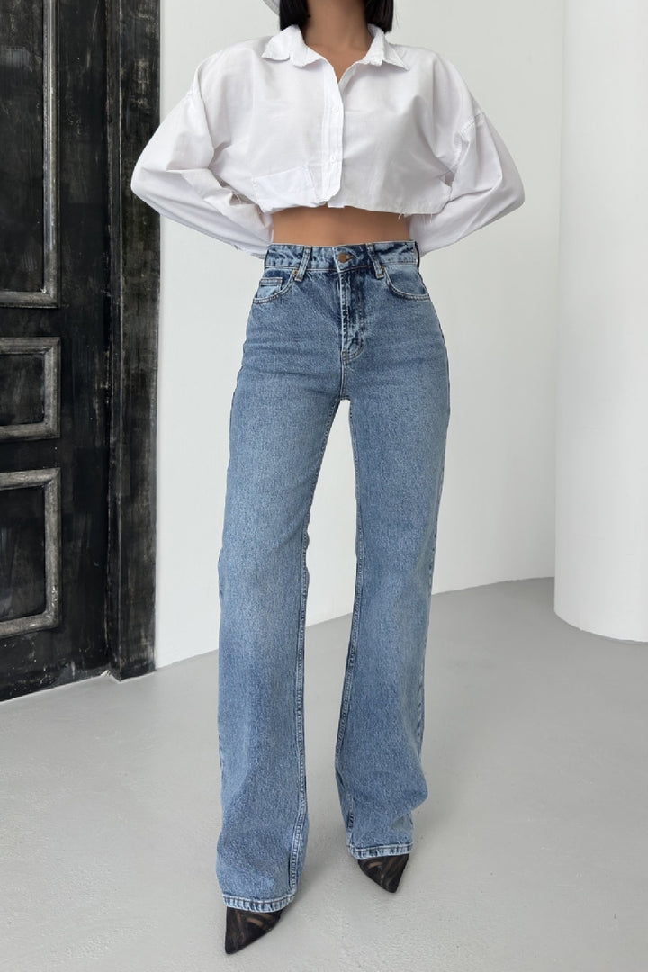 XLJ Stove Pipe Leg High Waist Jeans - Weston