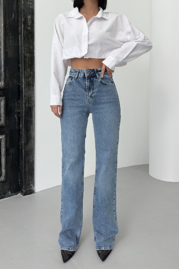 XLJ Stove Pipe Leg High Waist Jeans - Weston