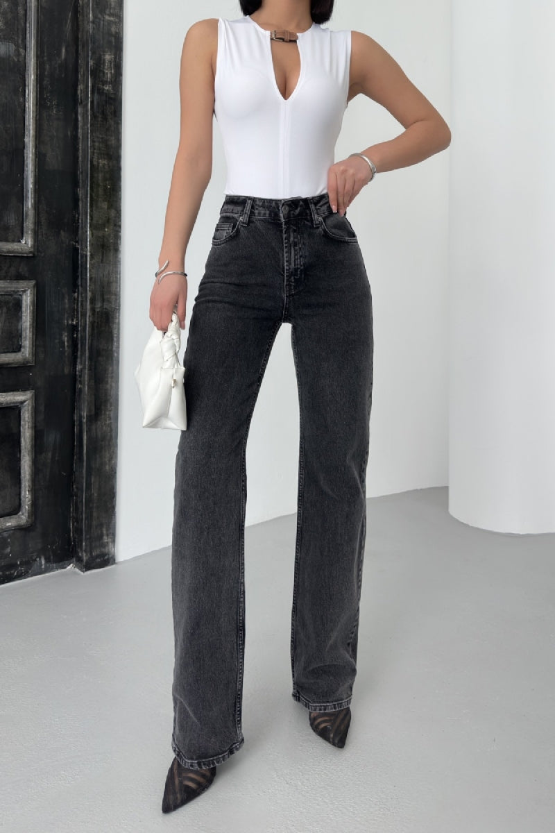 XLJ Stove Pipe Leg High Waist Jeans - Royal Leamington Spa