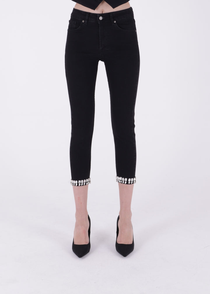 XLJ Skinny Jeans with Rhinestones on Hem Mixed - Potenza