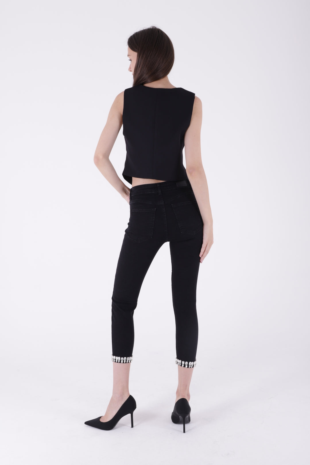 XLJ Skinny Jeans with Rhinestones on Hem Mixed - Potenza