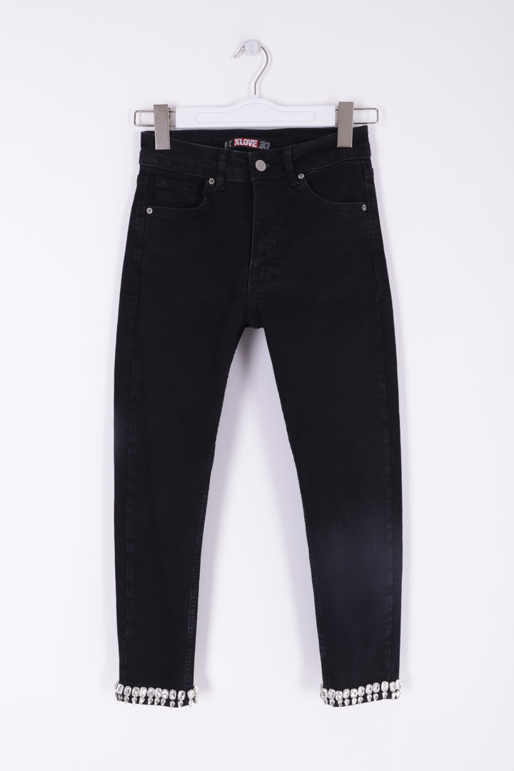 XLJ Skinny Jeans with Rhinestones on Hem Mixed - Potenza