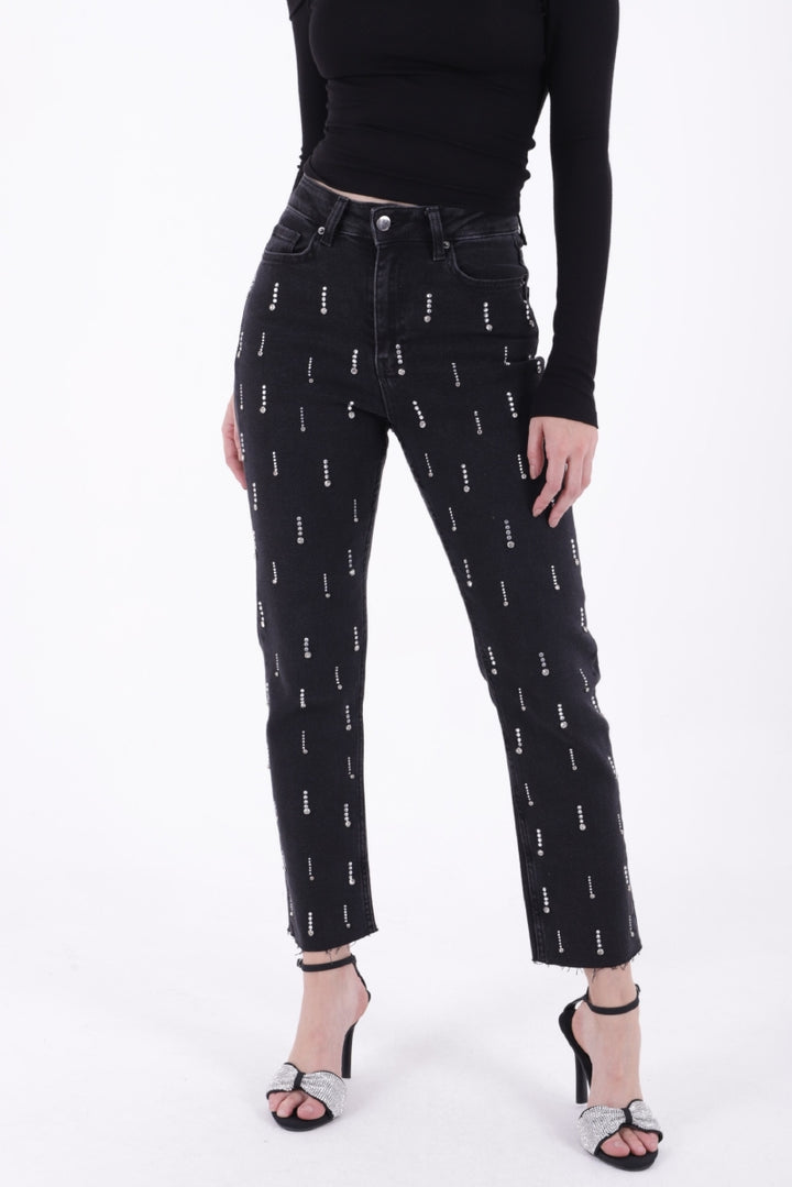 XLJ Mom Fit Jeans with Decorative Pieces on One Side - Tomatlán