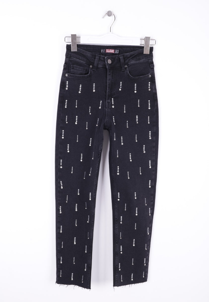 XLJ Mom Fit Jeans with Decorative Pieces on One Side - Tomatlán