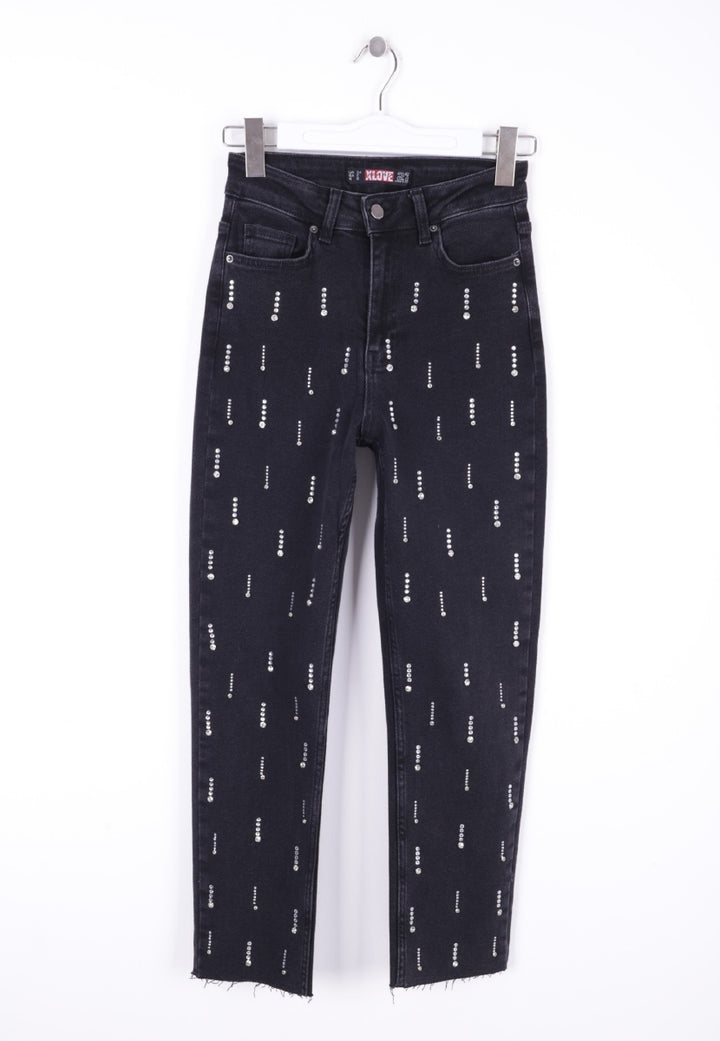 XLJ Mom Fit Jeans with Decorative Pieces on One Side - Tomatlán