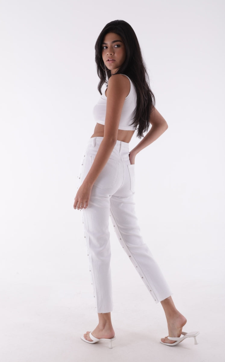 XLJ Mom Fit Jeans with Decorative Pieces on One Side - Malden