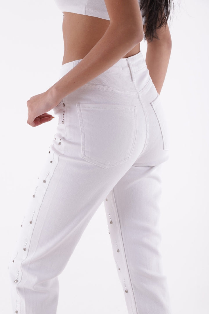 XLJ Mom Fit Jeans with Decorative Pieces on One Side - Malden