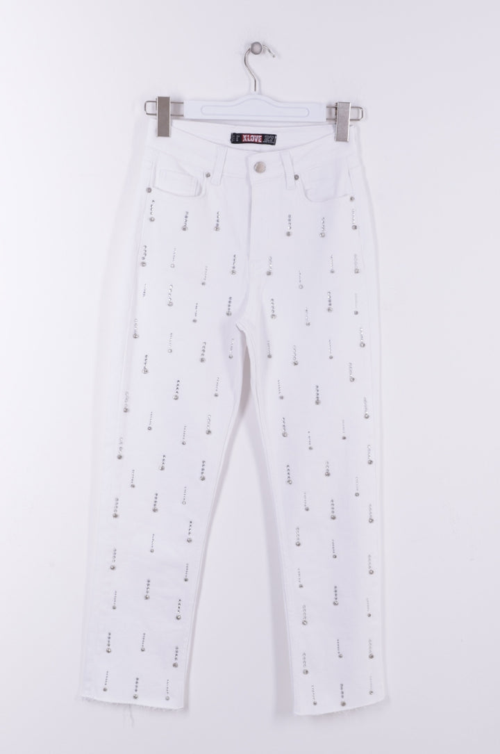 XLJ Mom Fit Jeans with Decorative Pieces on One Side - Malden