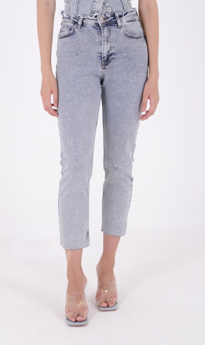 XLJ Mom Jeans with Metal Piece Details - Tomelloso