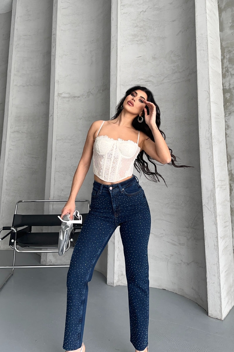 XLJ Mom Jeans with Metal Piece Details - West Fargo