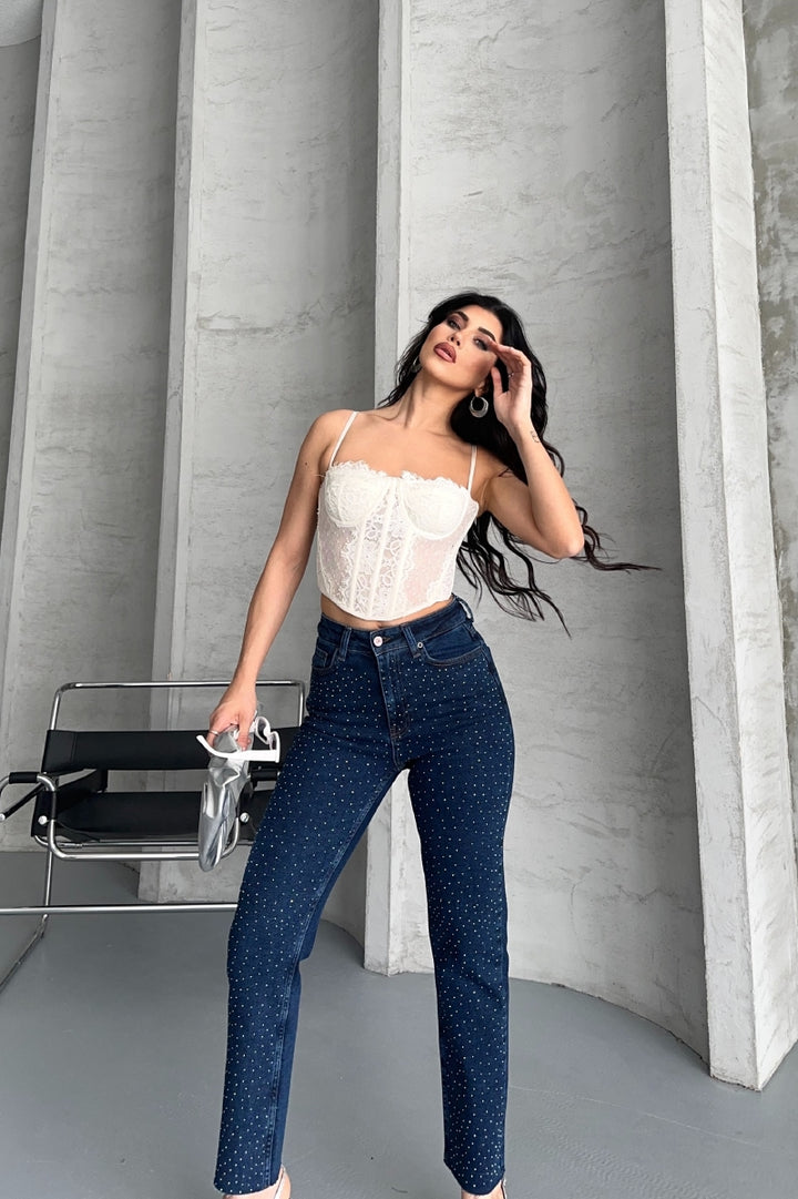 XLJ Mom Jeans with Metal Piece Details - West Fargo