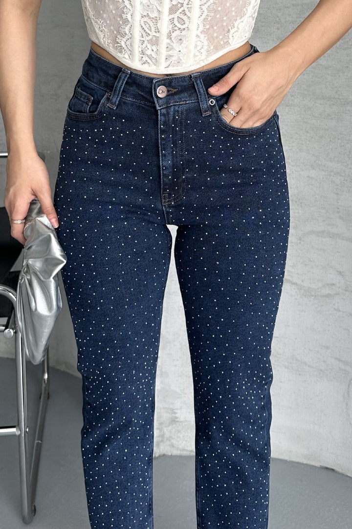 XLJ Mom Jeans with Metal Piece Details - West Fargo