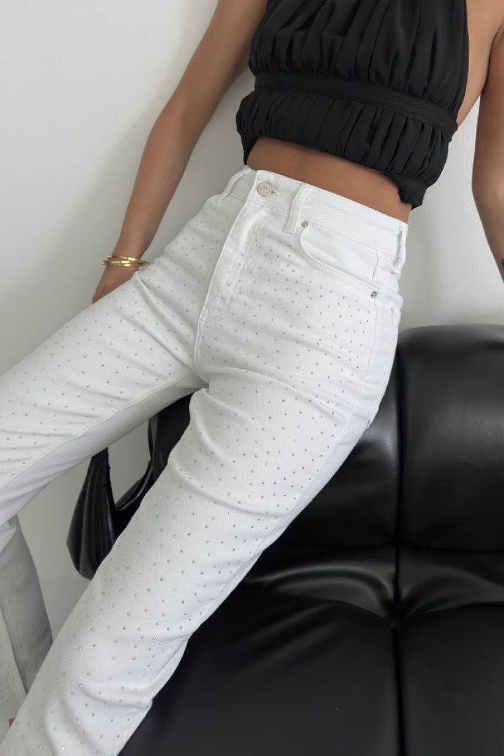 XLJ Mom Jeans with Metal Piece Details - Queen Creek
