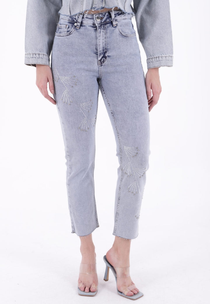 XLJ Mom Fit Jeans with Cross Rhinestone Detail - Zürich