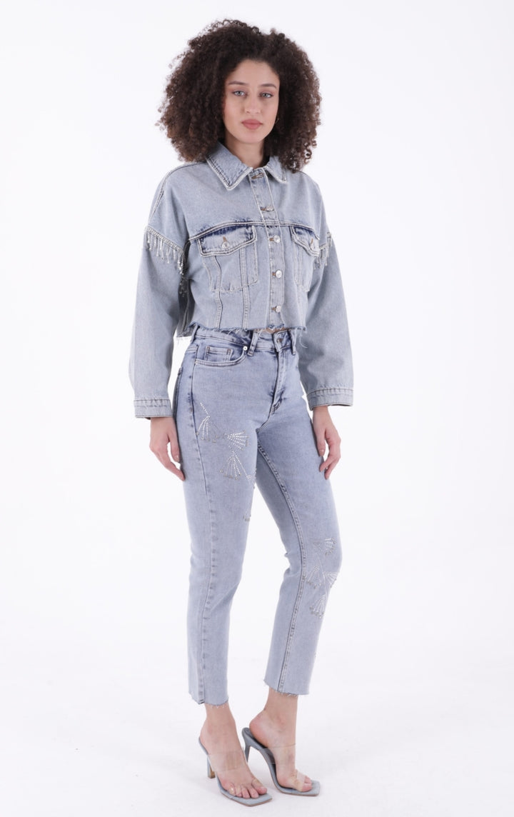 XLJ Mom Fit Jeans with Cross Rhinestone Detail - Zürich