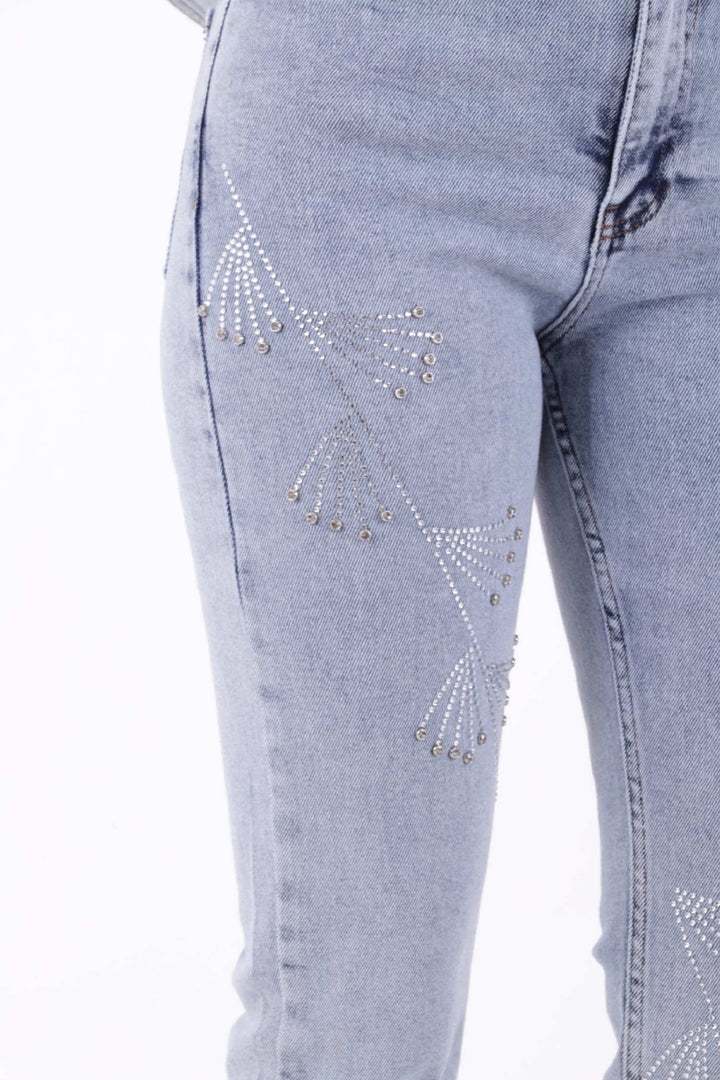 XLJ Mom Fit Jeans with Cross Rhinestone Detail - Zürich
