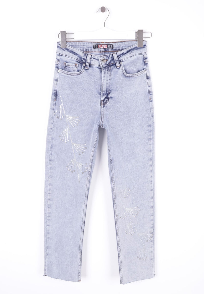 XLJ Mom Fit Jeans with Cross Rhinestone Detail - Zürich