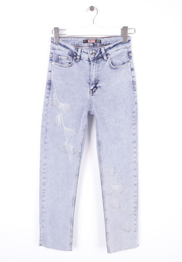 XLJ Mom Fit Jeans with Cross Rhinestone Detail - Zürich