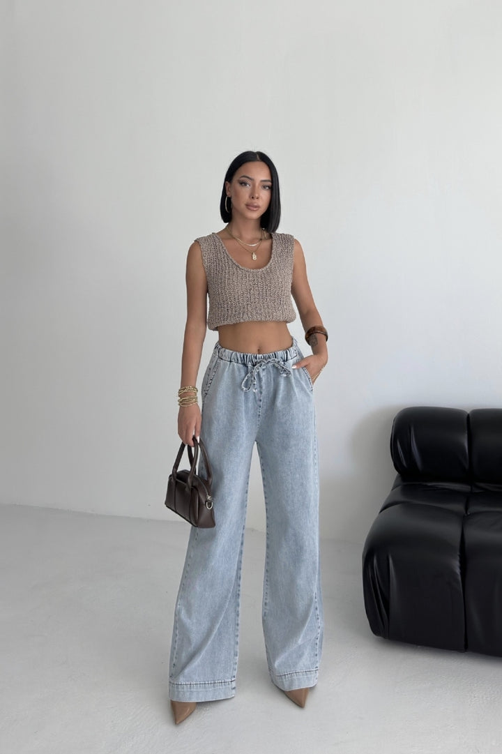 XLJ Elastic Waist Palazzo Jean Mixed - Tienen