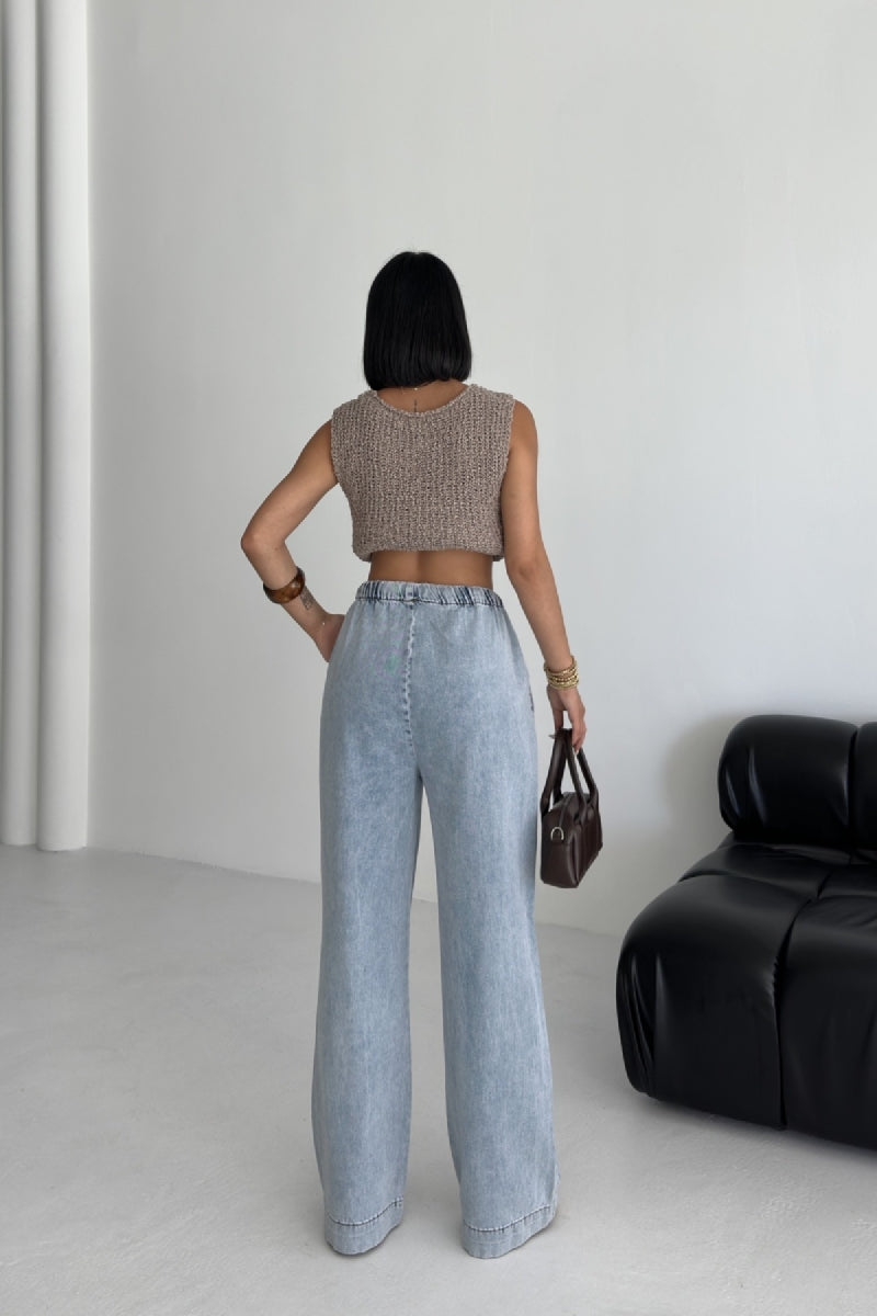 XLJ Elastic Waist Palazzo Jean Mixed - Tienen