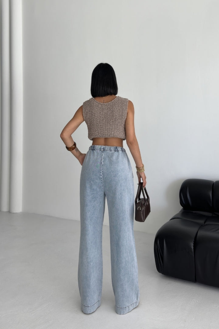 XLJ Elastic Waist Palazzo Jean Mixed - Tienen