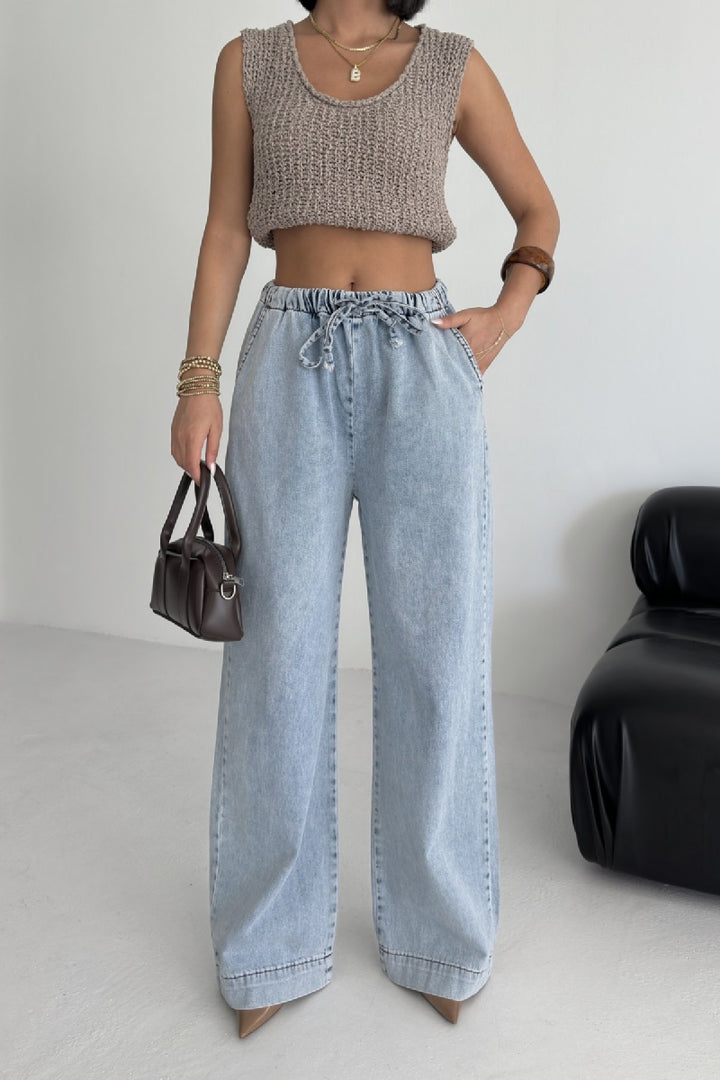 XLJ Elastic Waist Palazzo Jean Mixed - Tienen